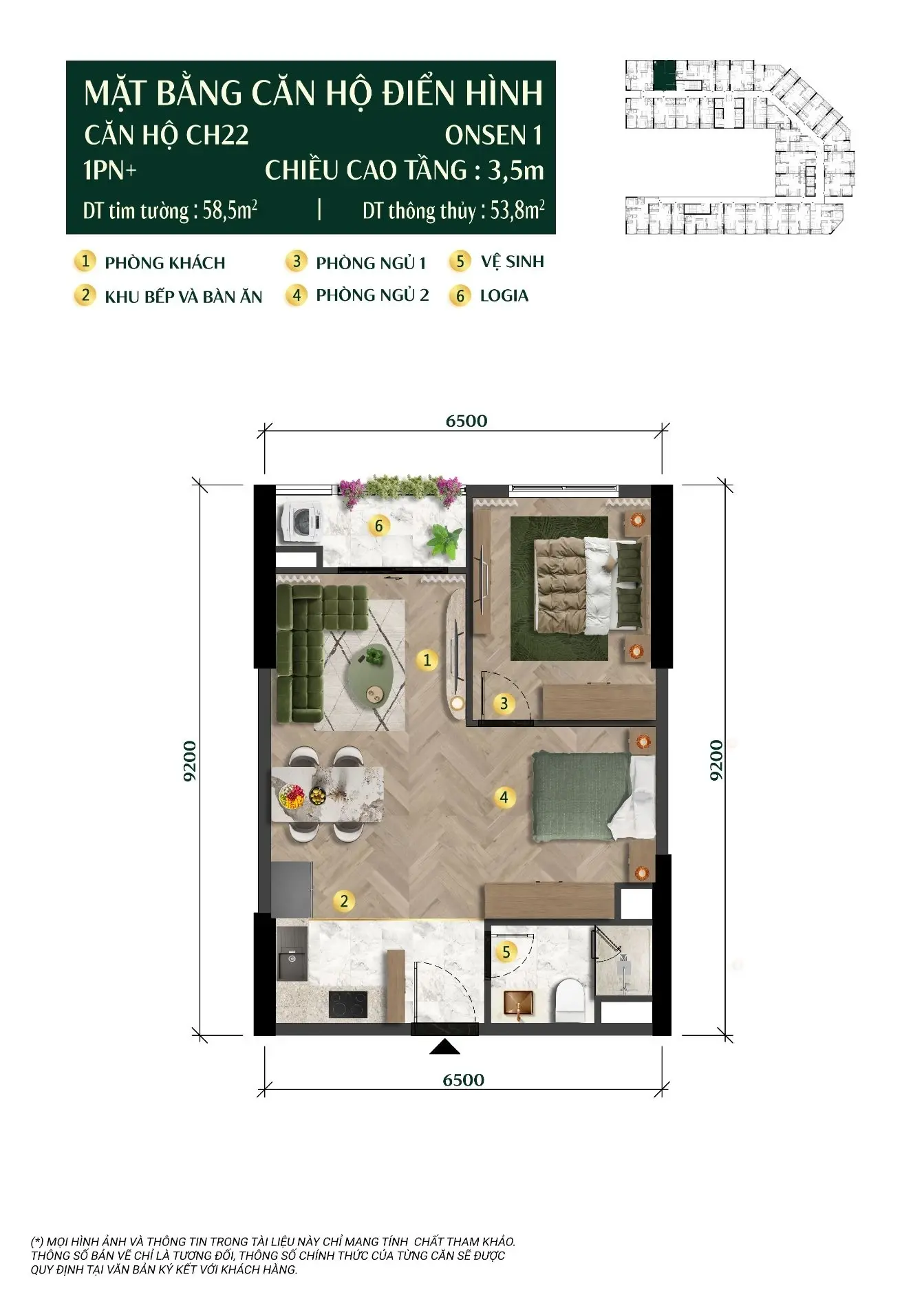 Layout 1PN vay mua Charmora City Mặt bằng căn hộ 1PN diện tích 53m2 lập bài toán vay mua Charmora City