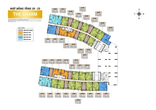 Floors 18–23 plan, The Charm tower