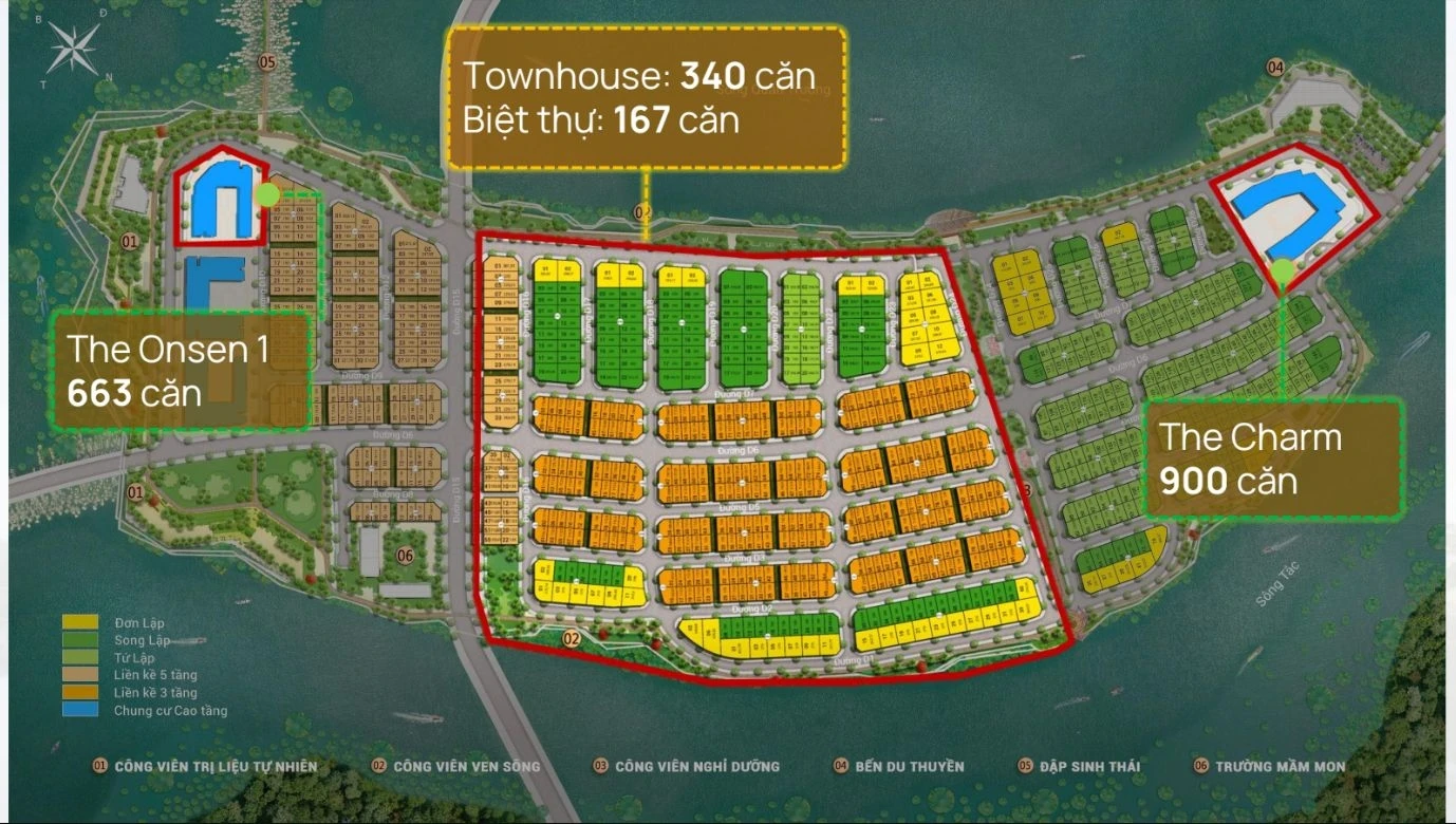 Sơ đồ phân bổ phân khu Đảo Nam Charmora City