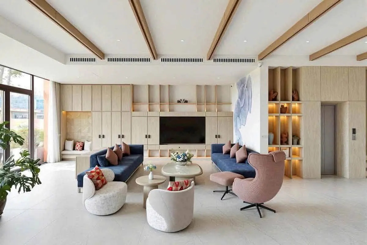 Không gian phòng khách hiện đại trưng bày tại nhà mẫu The Elite Charmora City