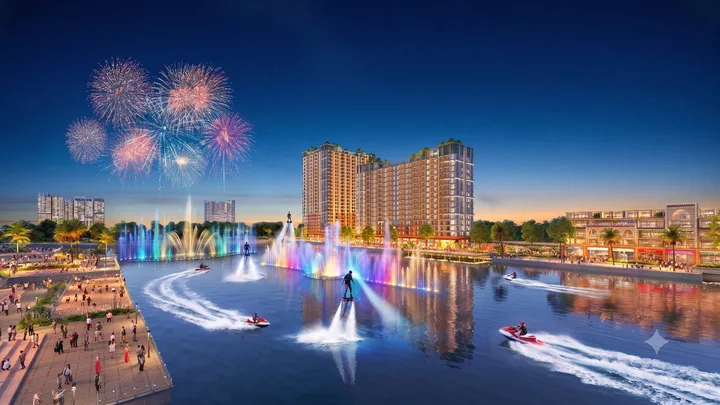 Charmora City Нячанг: вечерняя подсветка развлекательного острова Festival Island
