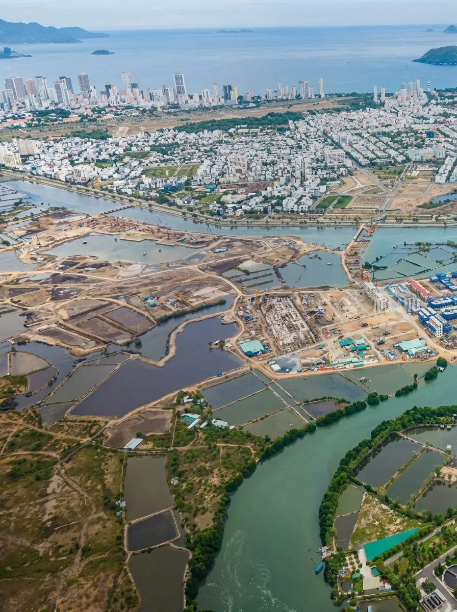 Tiến độ Charmora City tháng 9/2026 toàn cảnh đại đô thị đảo Ảnh tiến độ Charmora City tháng 9/2026 góc nhìn flycam bao quát đảo sinh thái