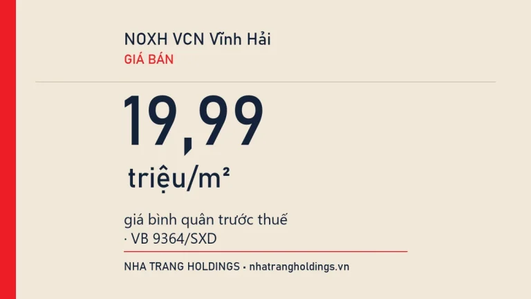 Giá Nhà Ở Xã Hội VCN Vĩnh Hải: 19,99 Triệu/m² Gồm Gì?
