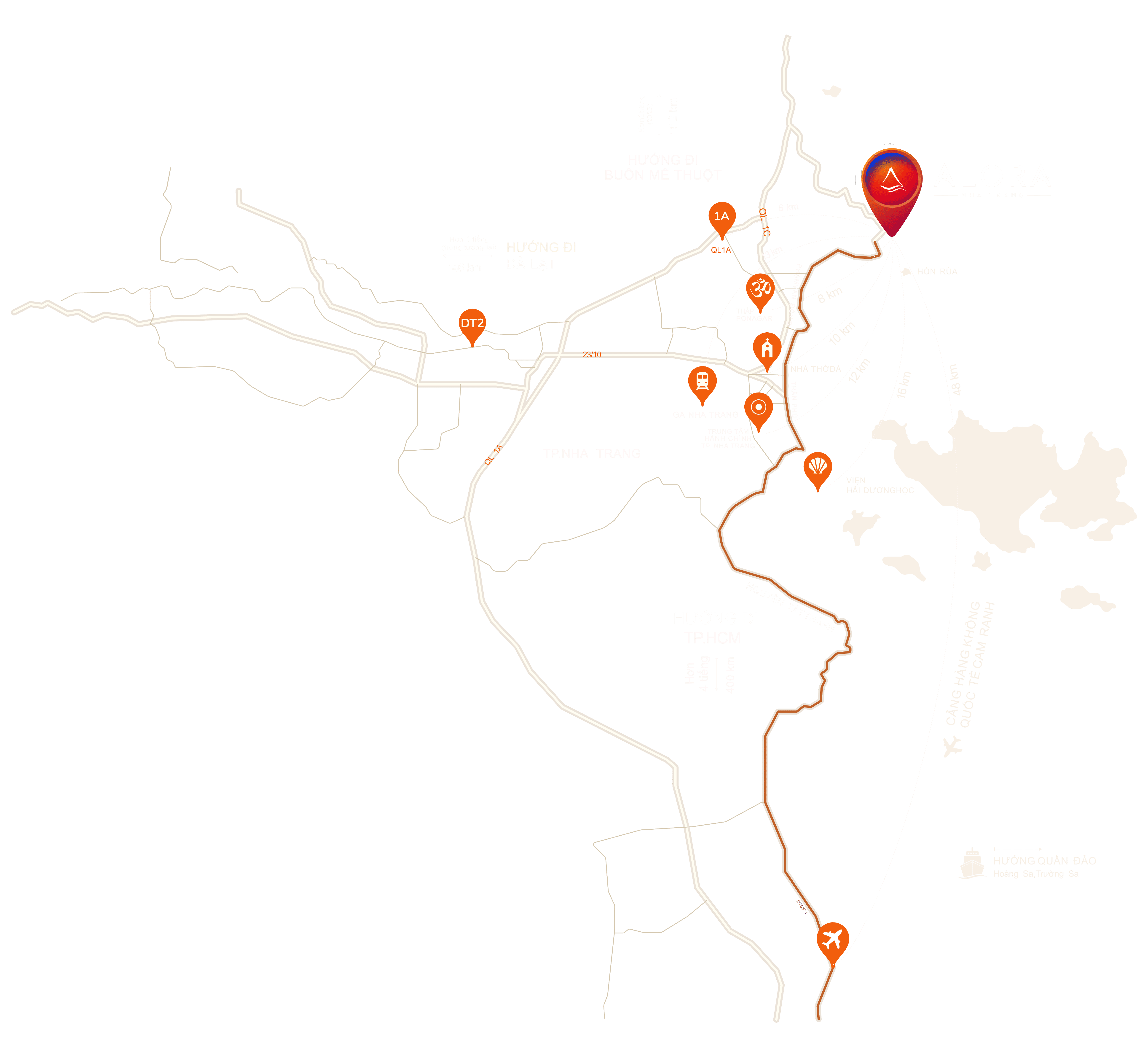 Bản đồ vị trí căn hộ Alora Nha Trang tại Bãi Tiên