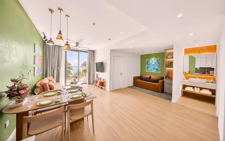 Nhà mẫu căn 1 phòng ngủ Charmora City – phòng khách