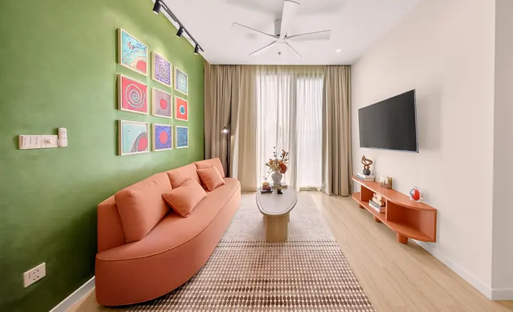 Nhà mẫu căn 1 phòng ngủ Charmora City – phòng khách