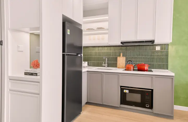 Nhà mẫu căn 1 phòng ngủ Charmora City – khu bếp