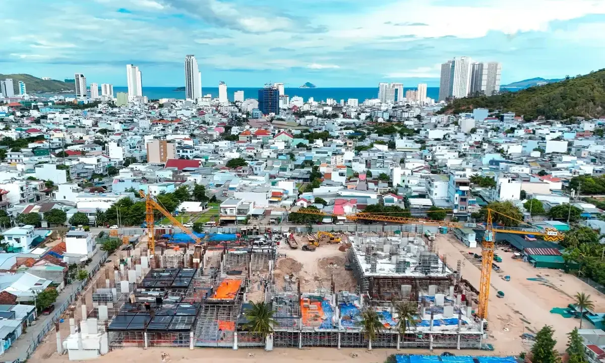 Tiến độ thi công Block A VCN Vĩnh Hải Thực tế công trường thi công sàn tầng 3 Block A dự án nhà ở xã hội VCN Vĩnh Hải tháng 9/2026